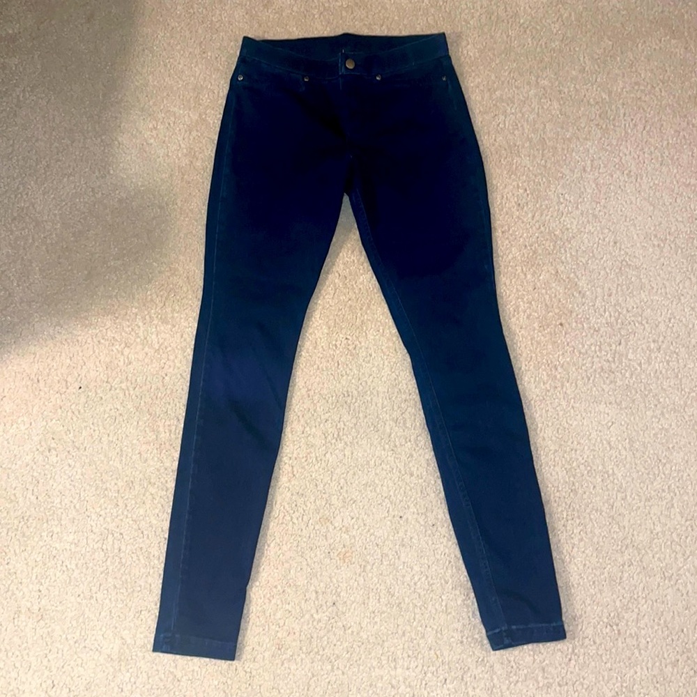 HUE Denim Stretch Dark Wash Jean Jeggings Skinny Jeans Indigo Blue Spandex